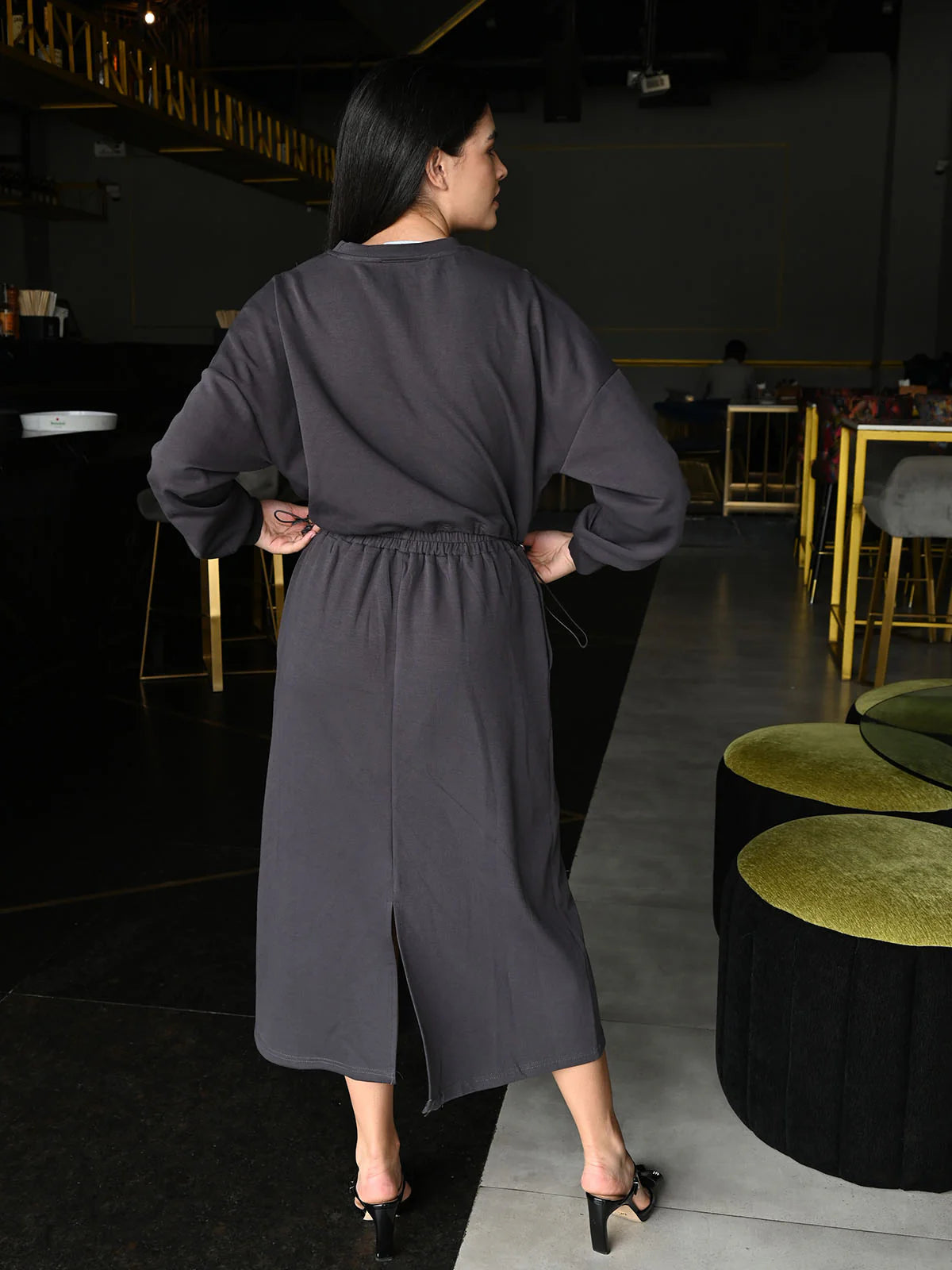 Odette Grey Jersey Solid Co-Ord Set For Women